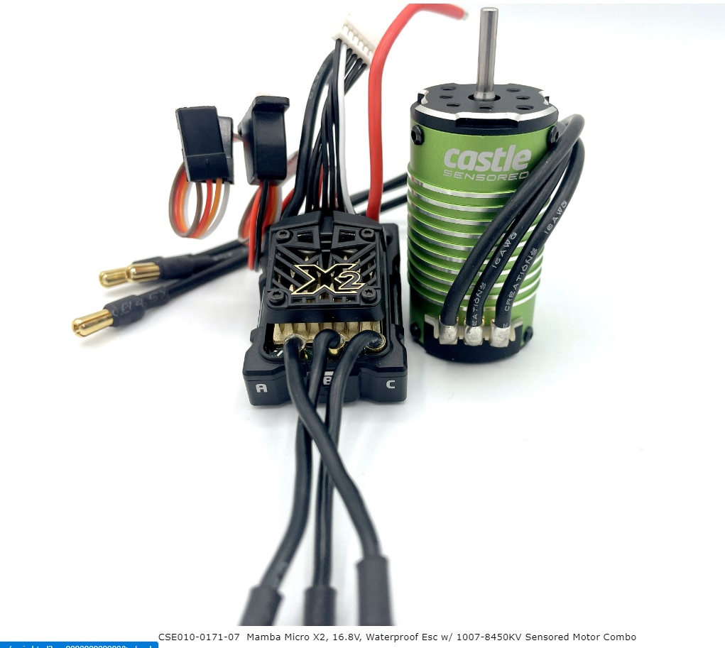 MAMBA MICRO X2, 16.8V, WP SENSORED ESC W / 1007-8450KV COMBO - LOSI 1/16  Mini No Prep Drag Car