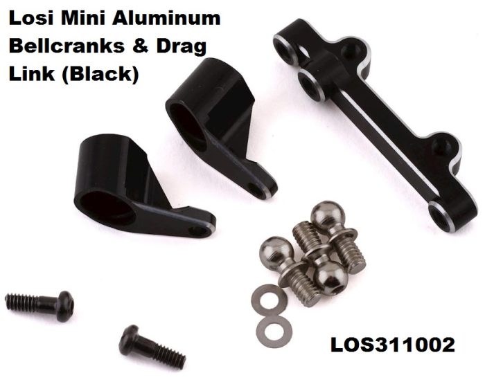 Losi Mini-T 2.0 Aluminum Bellcranks & Drag Link (Black)