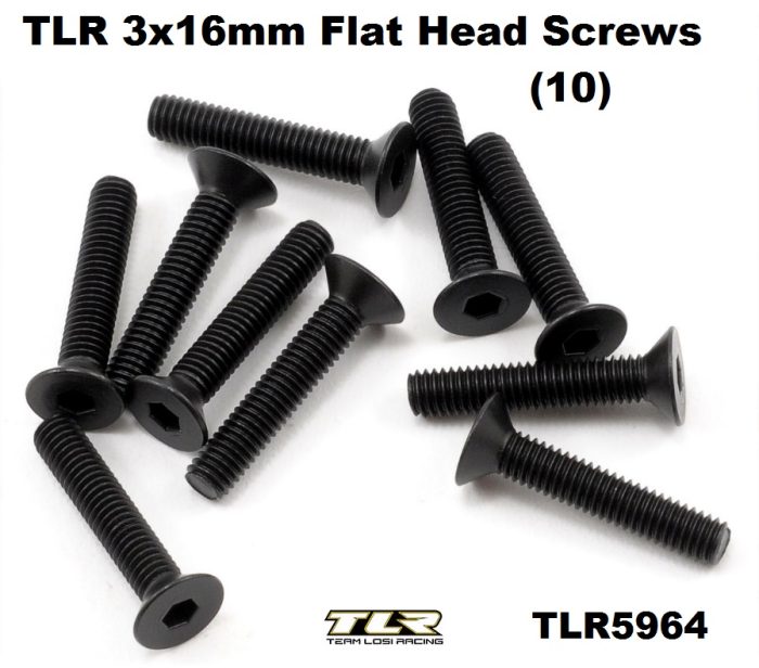 TLR 3x16mm Flat Head Screws (10)