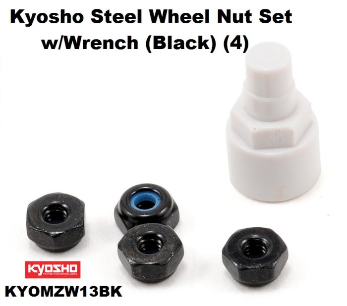 Kyosho Steel Wheel Nut Set w/Wrench (Black) (4)