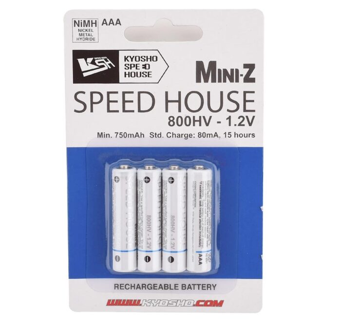 Kyosho Speed House Mini-Z AAA NiMh Batteries (800HV) (4) - Image 2